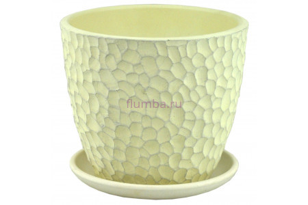 Горшок для цветов керамический с поддоном бутон манго бел.N3 d17см
