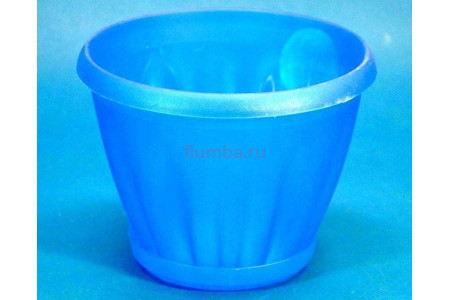 Горшок для цветов пластиковый с поддоном Знатный 1л (прозрачно-синий)