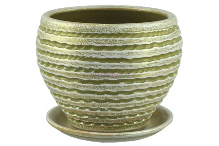 Горшок для цветов керамический с поддоном Зефир оливка шар 19см 3-24  74-224