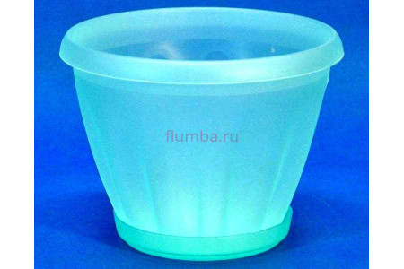 Горшок для цветов пластиковый с поддоном Знатный 1л (прозрачно-зеленый)