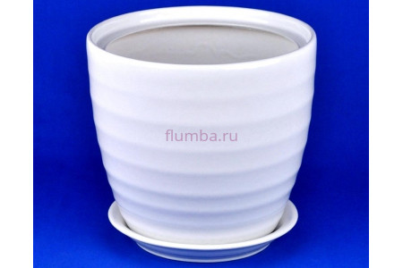 Горшок для цветов керамический с поддоном Кольца №2 d25см (бел)                       