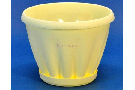Горшок для цветов пластиковый с поддоном Знатный 2л (желтый)